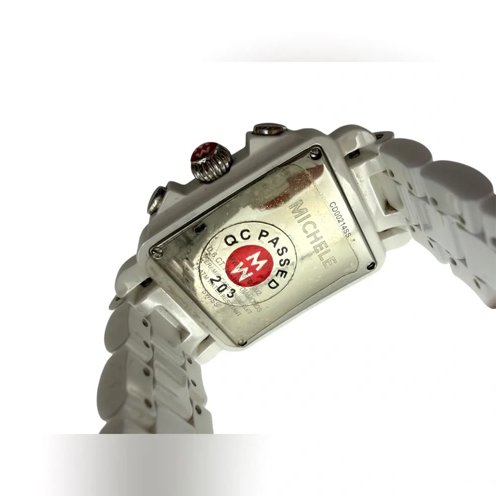 Authentic Michele Deco Ceramic Diamond Chronograph Watch - MWW06F000002